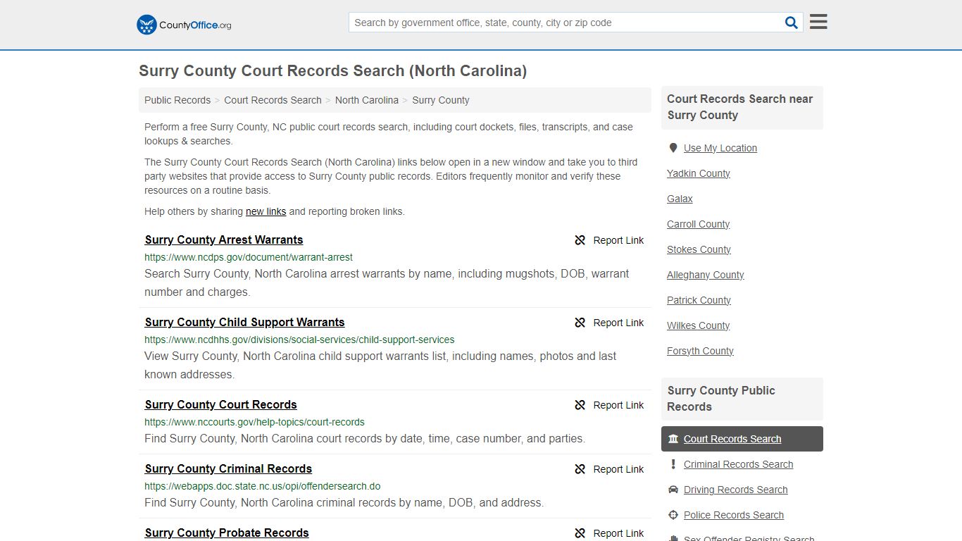 Court Records Search - Surry County, NC (Adoptions, Criminal, Child ...