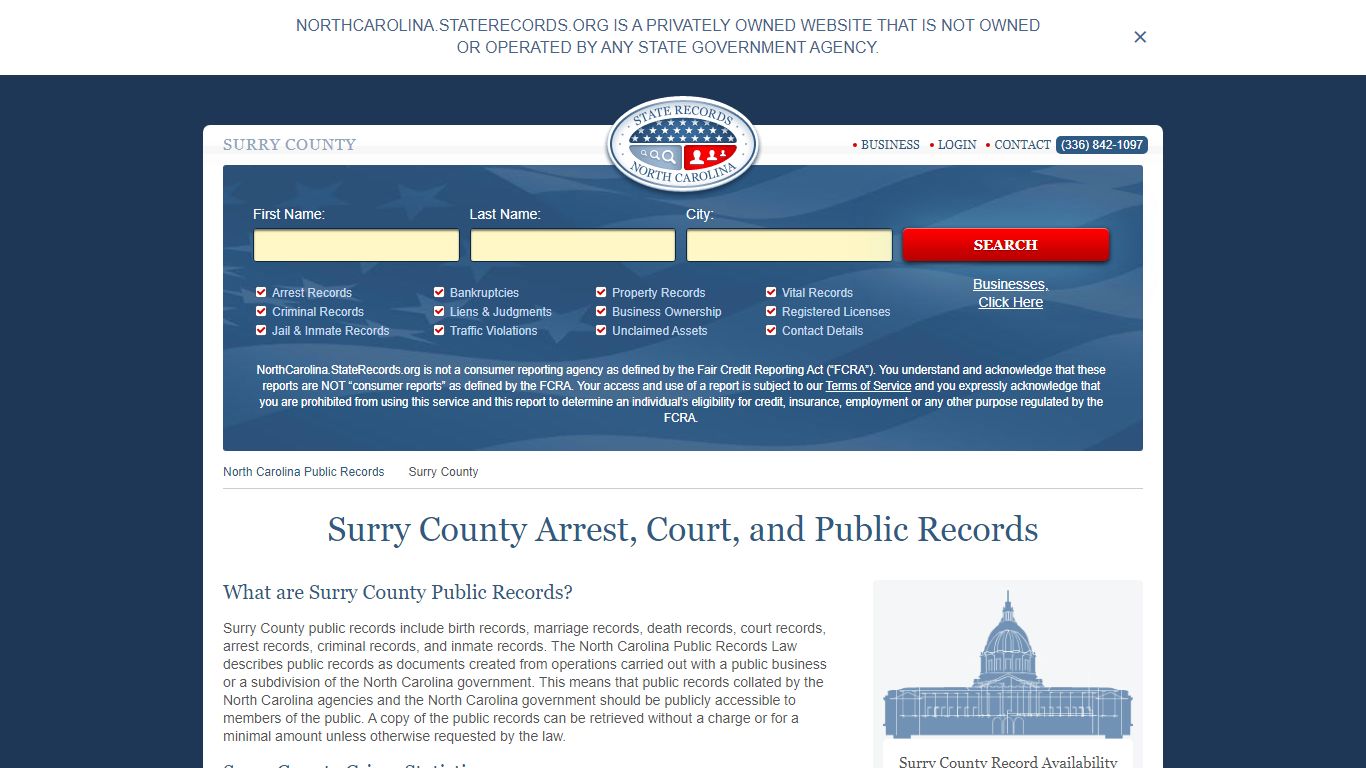 Surry County Arrest, Court, and Public Records