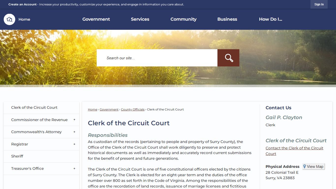 Clerk of the Circuit Court | Surry County, VA